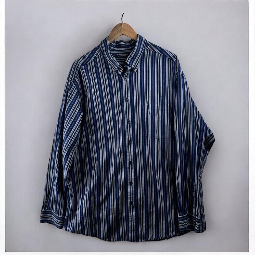 Roundtree & Yorke Mens‎ Striped Business Button Down Long Sleeve Shirt Size 2XLT